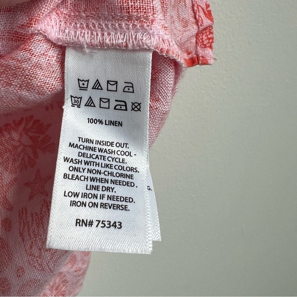 Sigrid Olsen Top Linen 1X Orange Shells Fish Tropical Beach Lagenlook Coastal - Picture 8 of 9